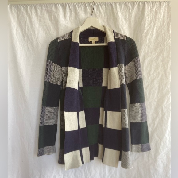 Anthropologie ModCloth simply snuggly plaid cardigan Forrest green Size Small - Picture 2 of 16